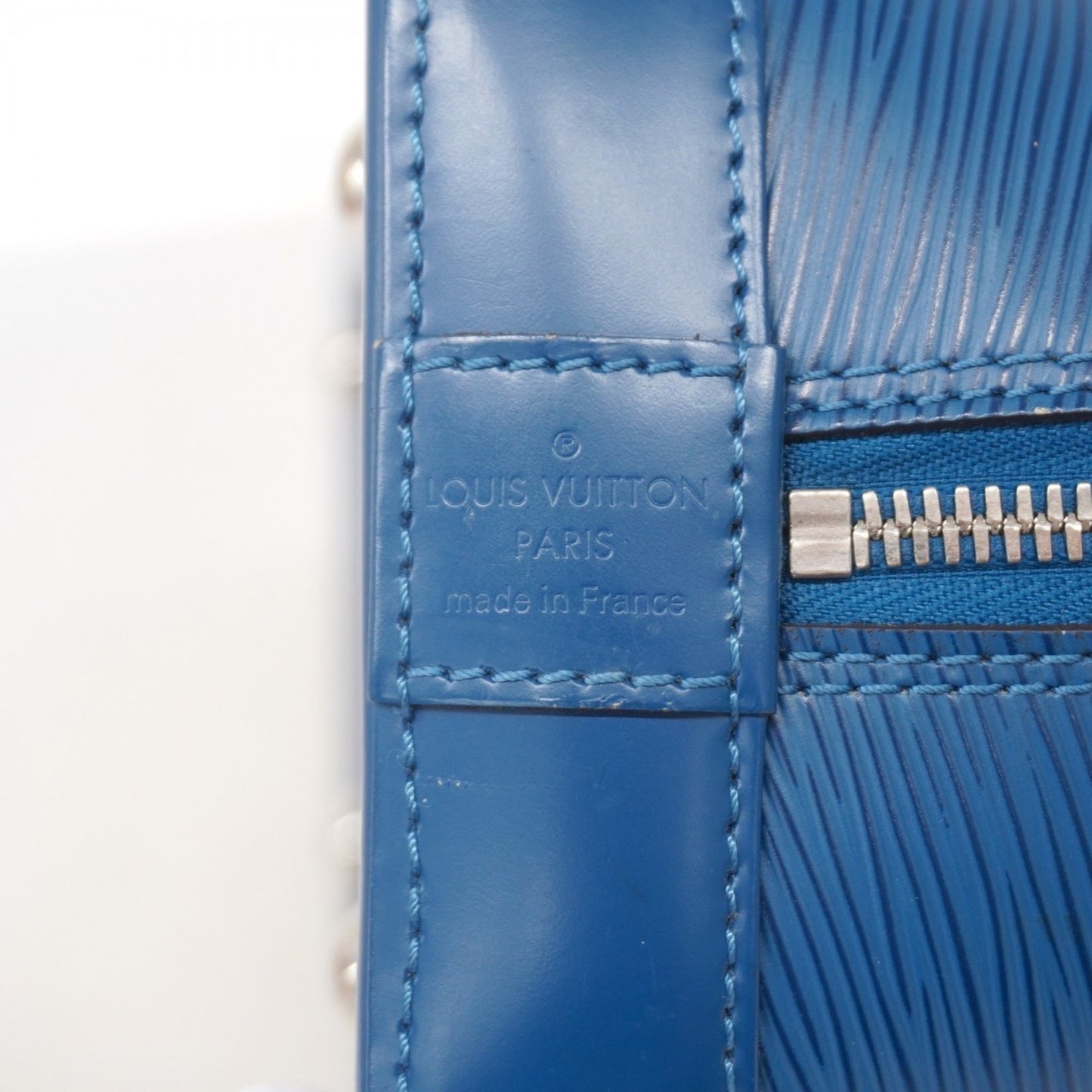 Louis Vuitton Alma, Blue, Leather, handbag