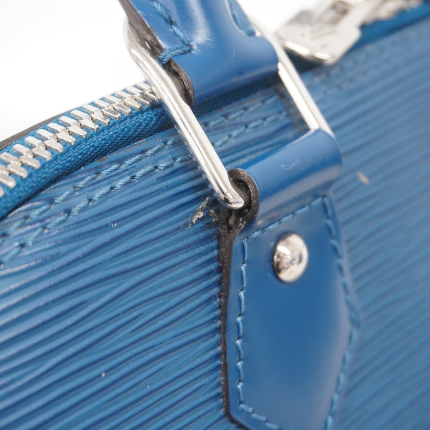Louis Vuitton Alma, Blue, Leather, handbag
