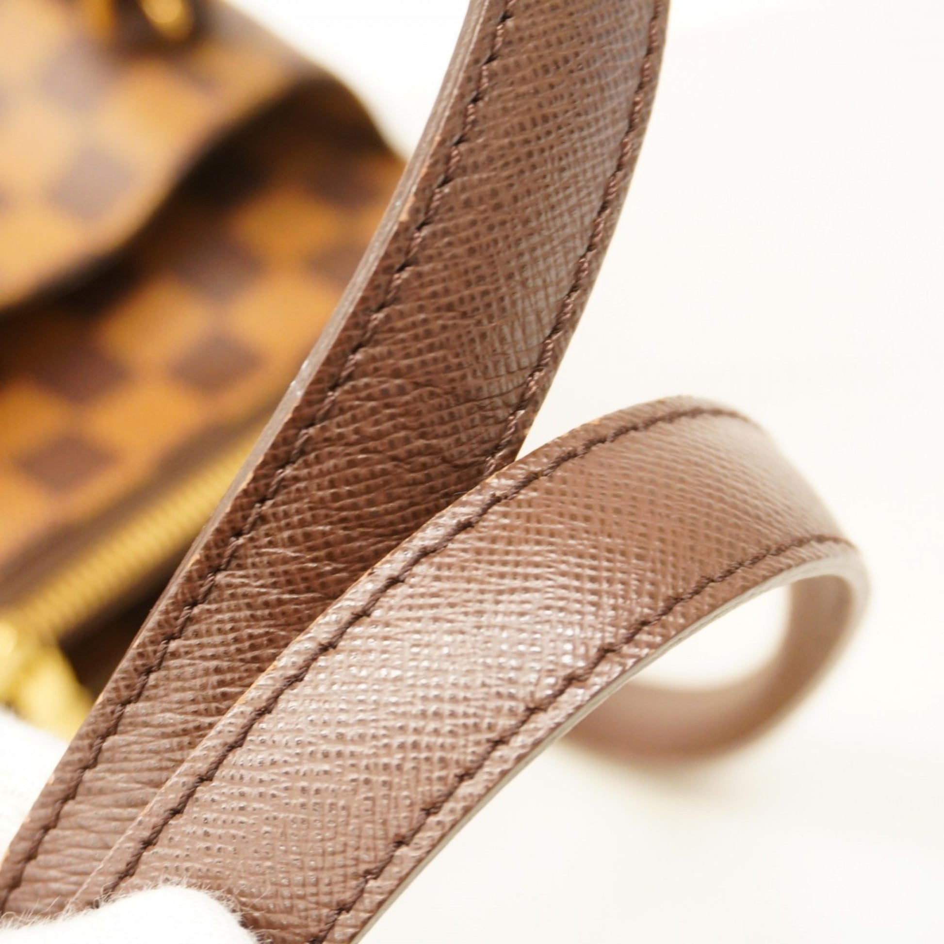 Louis Vuitton Belem MM, Brown, Canvas, shoulder