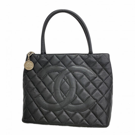 Chanel Coco Mark, Black, Leather, tote