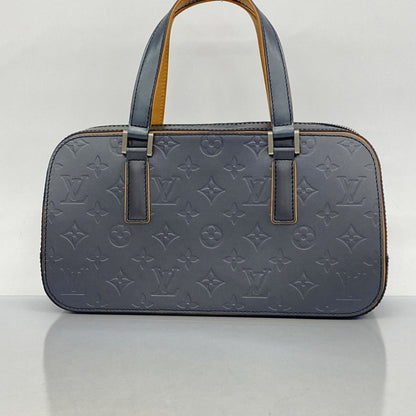 Louis Vuitton Shelton, Blue, Leather, handbag