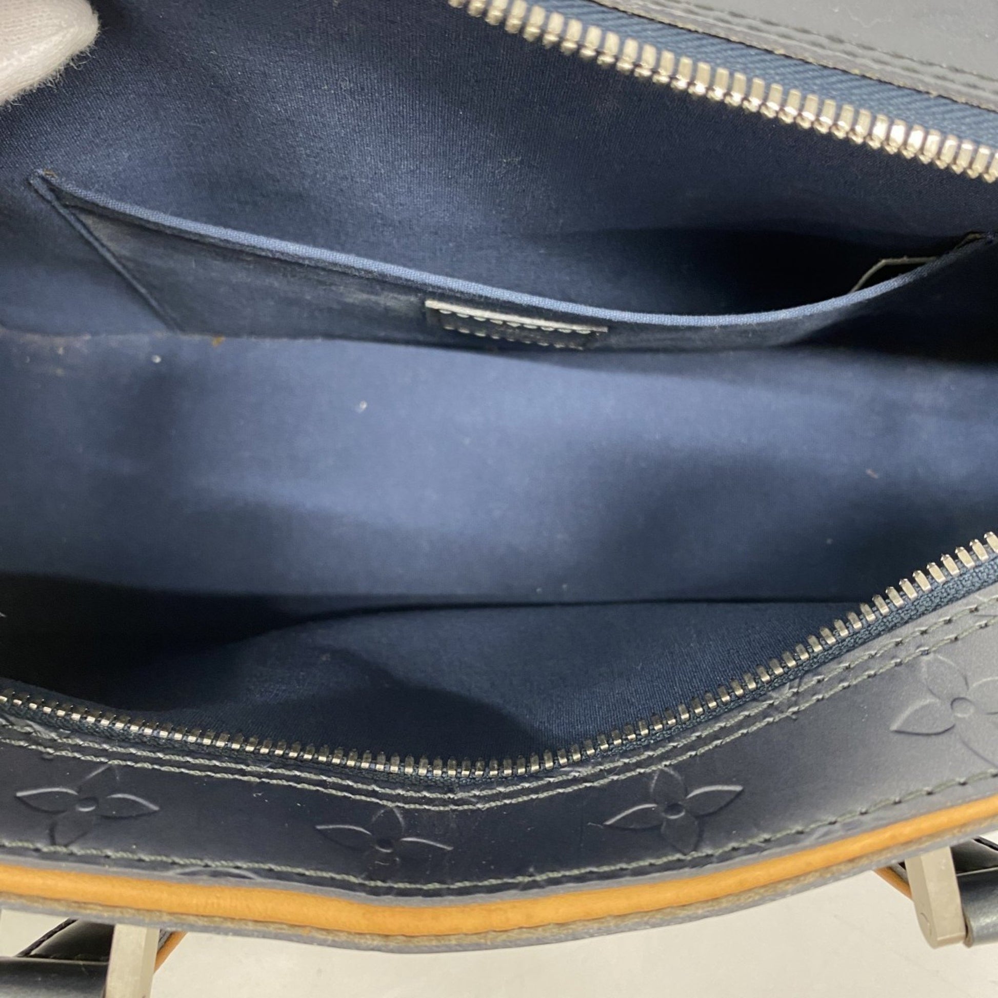 Louis Vuitton Shelton, Blue, Leather, handbag