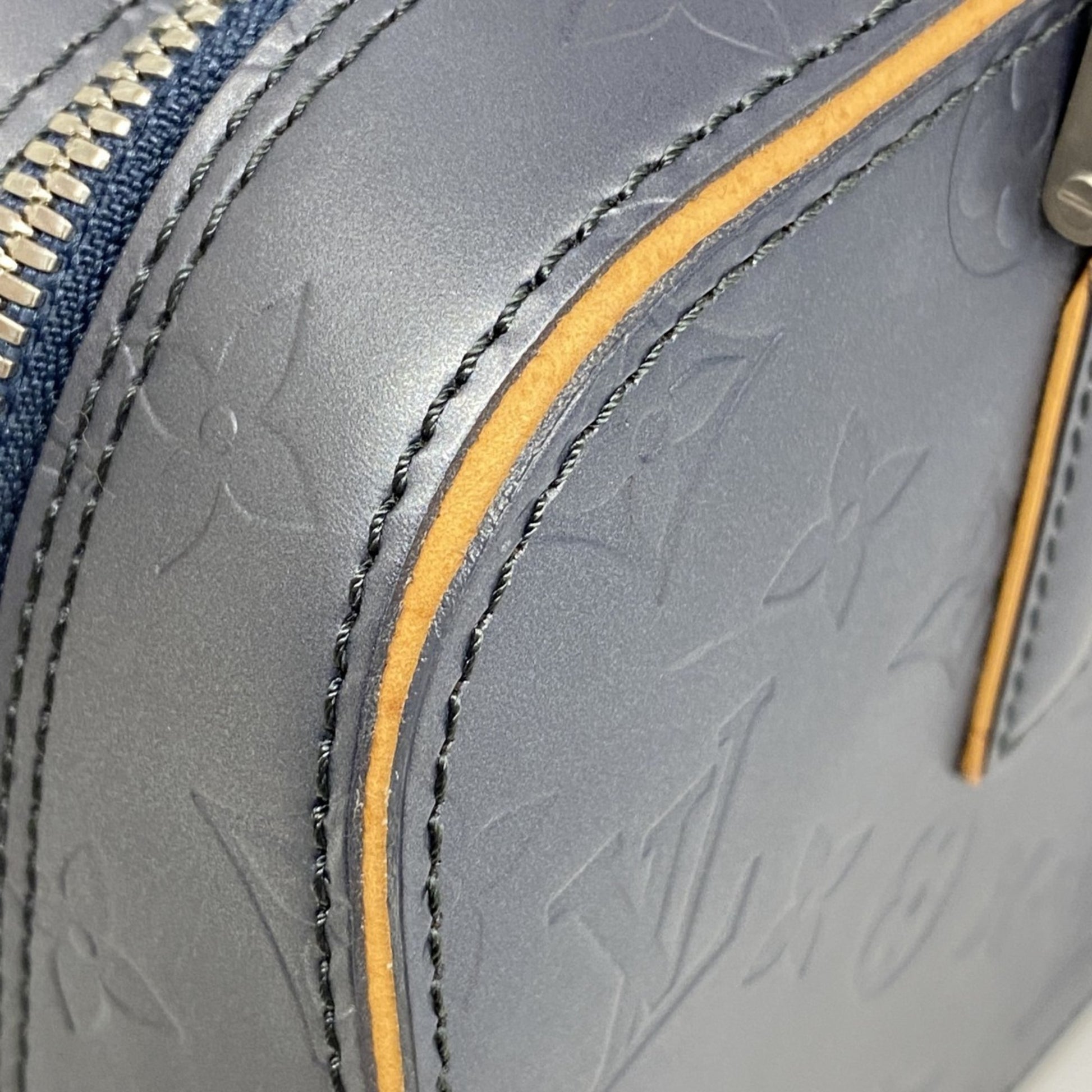 Louis Vuitton Shelton, Blue, Leather, handbag