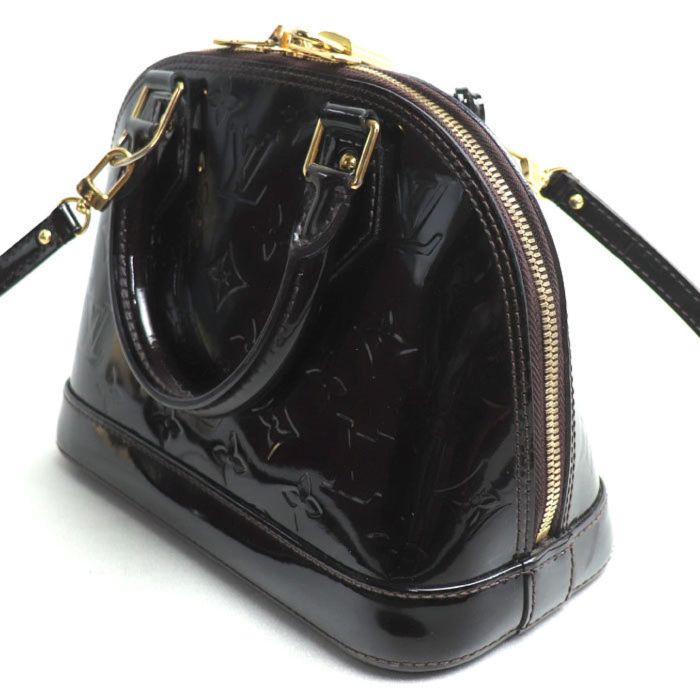 Louis Vuitton Alma BB, Burgundy, Canvas, shoulder