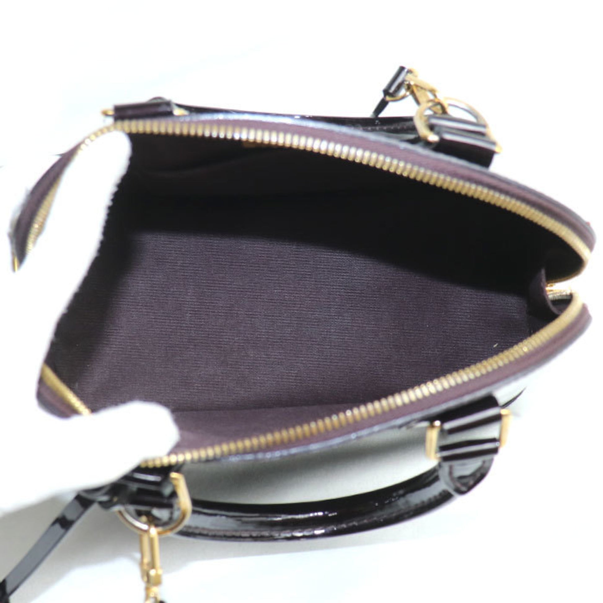 Louis Vuitton Alma BB, Burgundy, Canvas, shoulder