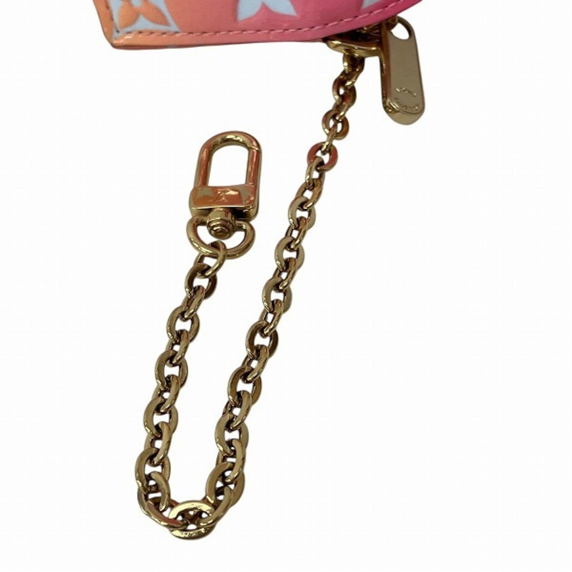 Louis Vuitton Pochette Clés, Pink, Leather, wallet
