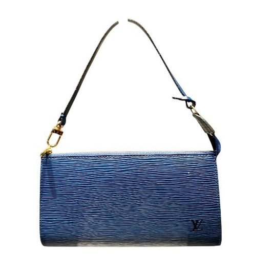 Louis Vuitton Pochette Accessoire, Blue, Leather, clutch
