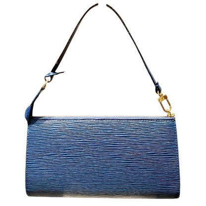 Louis Vuitton Pochette Accessoire, Blue, Leather, clutch