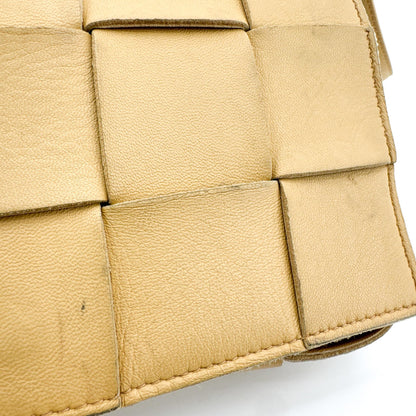 Bottega Veneta Cassette Maxi Intrecciato Leather, Beige, Leather, Crossbody Bag