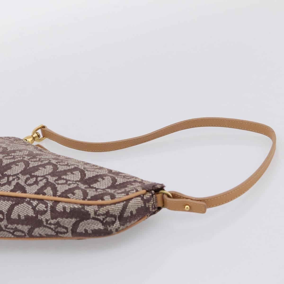 Christian Dior Vintage Saddle Bag Canvas, Brown, Canvas, Clutch