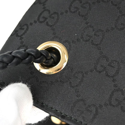 Gucci Vintage Open Shoulder Bag (Outlet) GG Canvas with Leather, Black, Canvas, Shoulder Bag