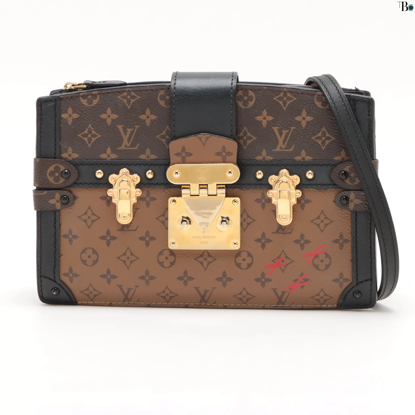 Louis Vuitton Trunk Clutch Reverse Monogram Canvas, BROWN, LEATHER, Shoulder bag