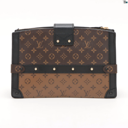 Louis Vuitton Trunk Clutch Reverse Monogram Canvas, BROWN, LEATHER, Shoulder bag
