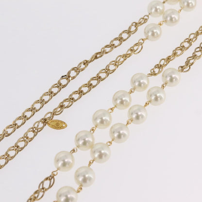 Chanel Vintage Double Pearl Station Long Chain Metal and Faux Pearls, Gold, Gold Plated, Necklace