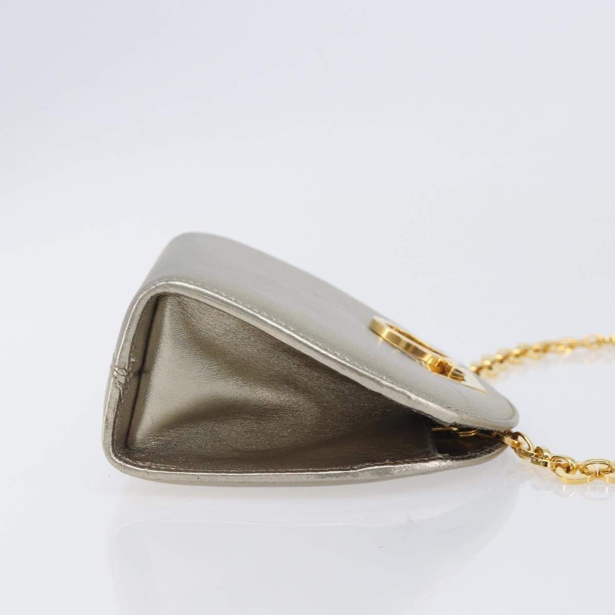 Salvatore Ferragamo Gancini Chain Leather, Gold, Leather, Shoulder Bag