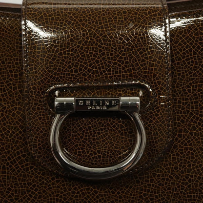 Celine Shoulder Leather, Khaki, Patent Leather, Shoulder Bag