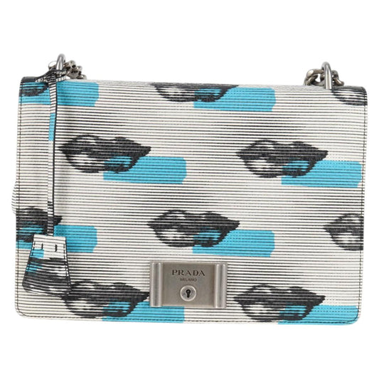 Prada Vitello, Silver, Leather, shoulder