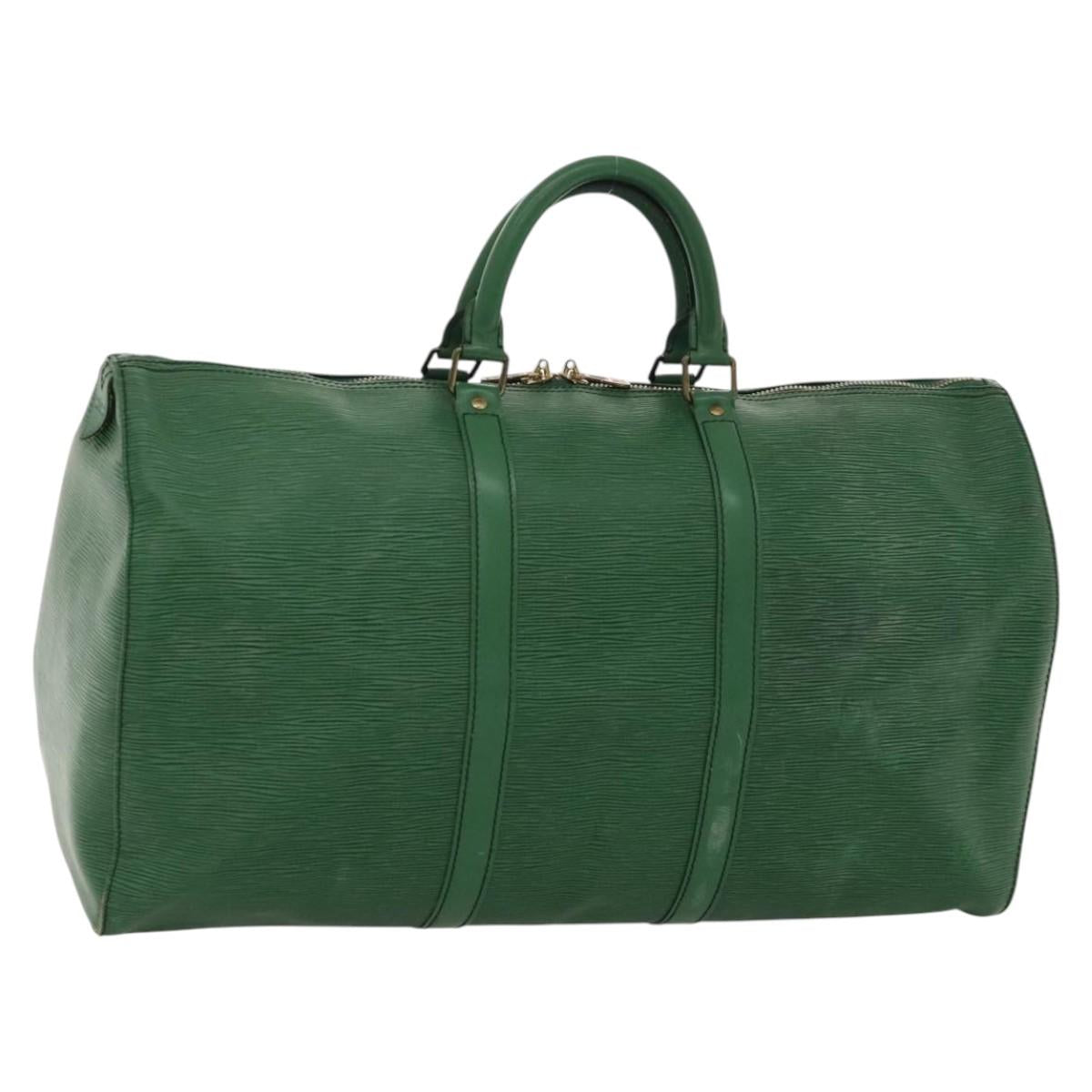 Louis Vuitton Keepall 50, Green, Leather, travel