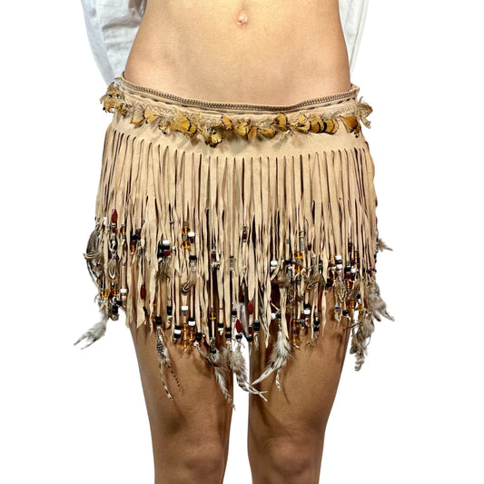 DOLCE & GABBANA Beaded Feather Fringe Skirt