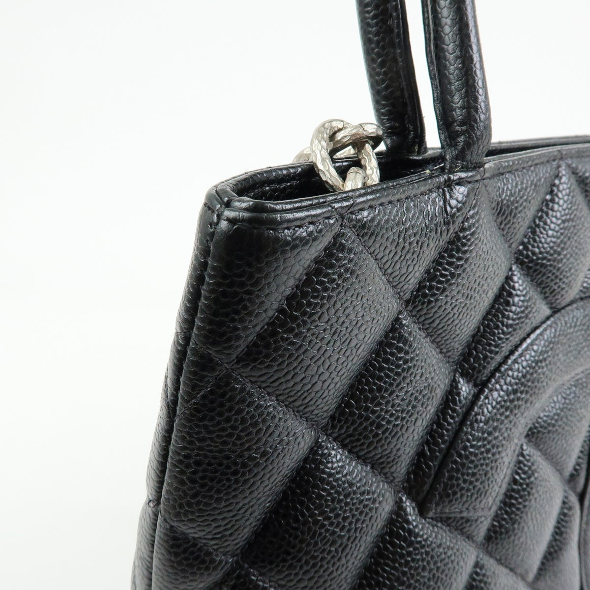 Chanel Medallion Caviar skin, Black, Leather, Tote Bag