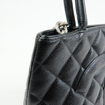 Chanel Medallion Caviar skin, Black, Leather, Tote Bag