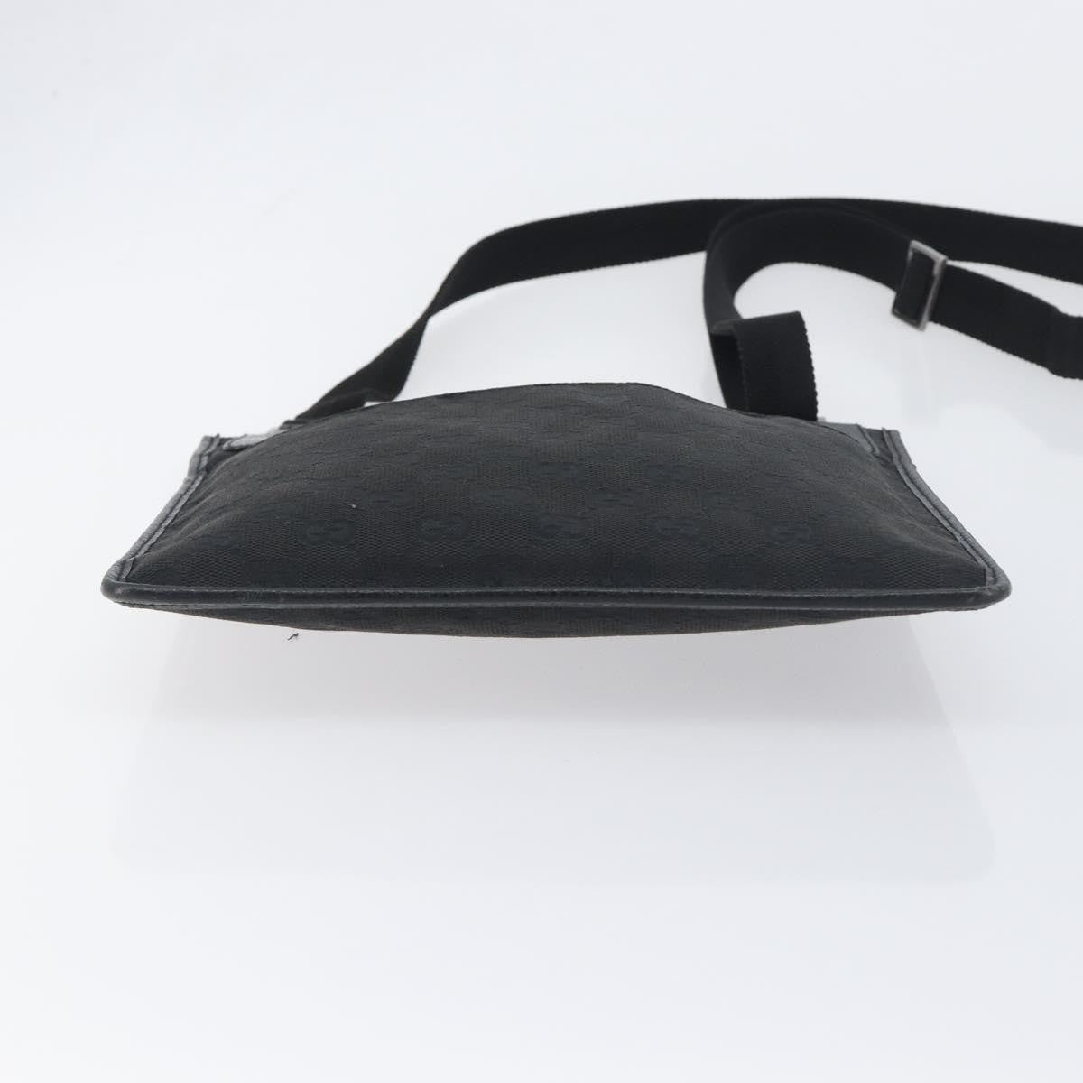 Gucci Vintage Flat Messenger GG Canvas and Leather, Black, Canvas, Handbag