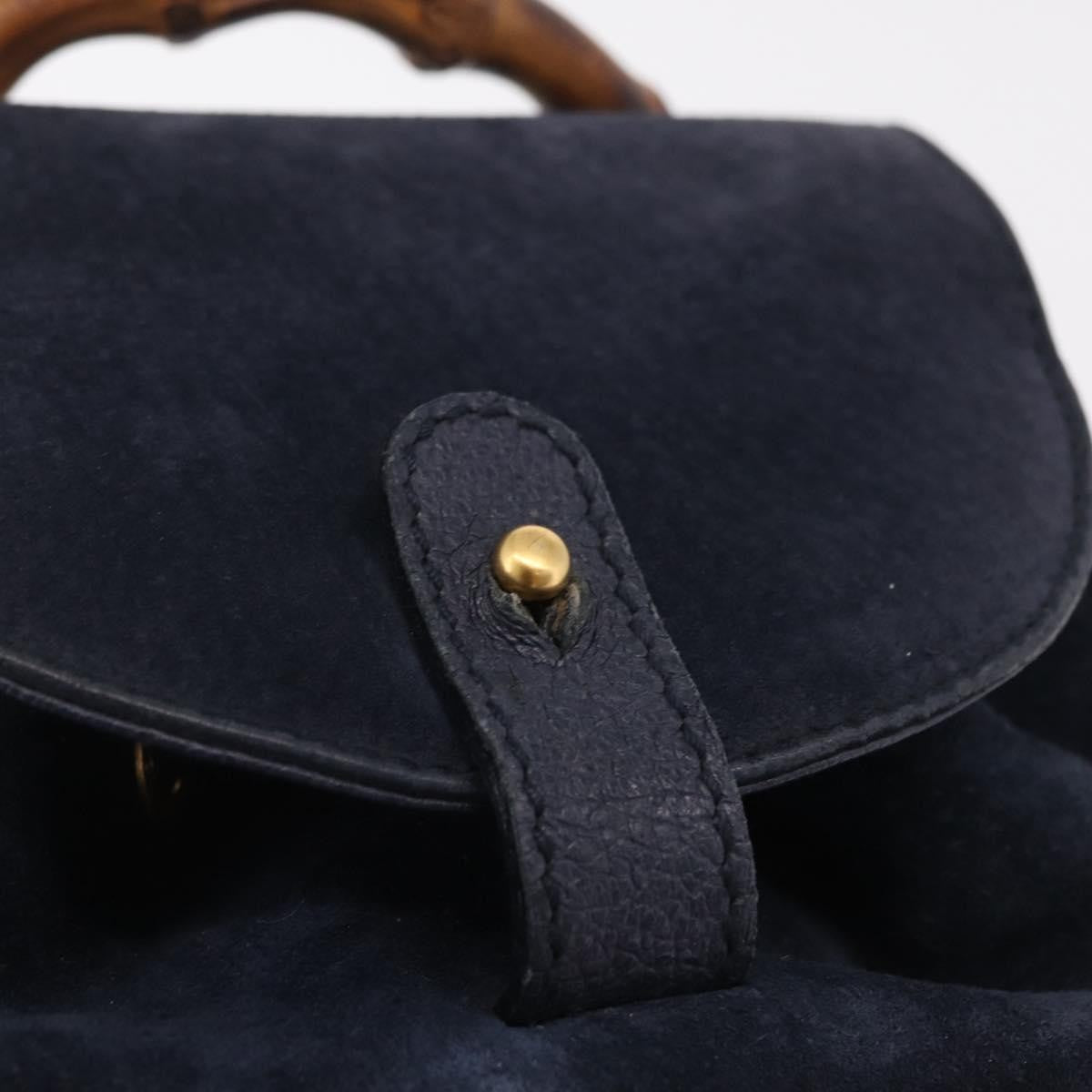Gucci Vintage Bamboo Suede, Navy, Suede, Backpack