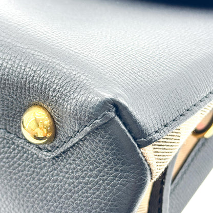 Burberry Camberley Top Handle Leather, Black, Leather, Handbag