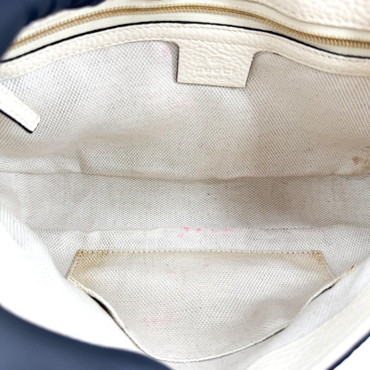 Gucci Soho Chain Leather, Beige, Leather, Crossbody Bag
