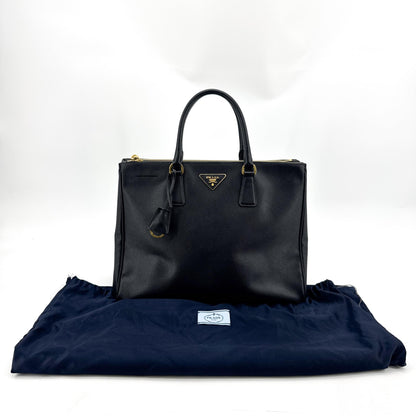 Prada Galliera Saffiano Leather, Black, Leather, Handbag