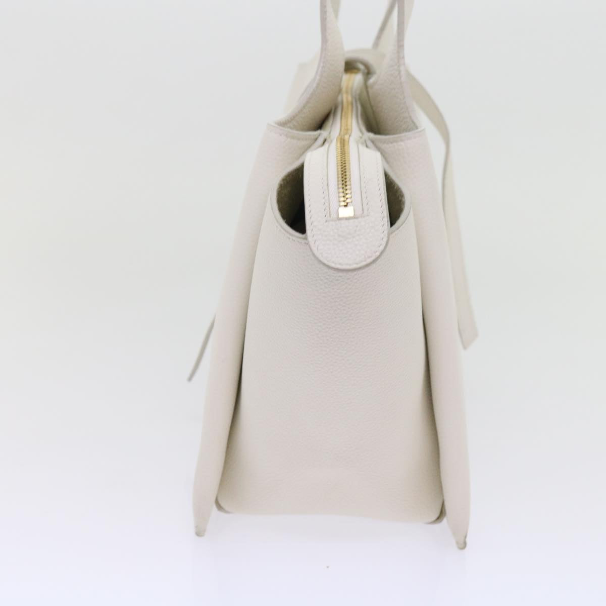Celine Tri-Fold Shoulder Bag Grained Calfskin, WHITE, LEATHER, Shoulder bag