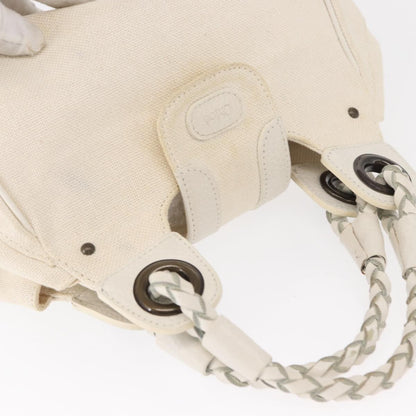 Chloe Vintage Leather, White, Canvas, Handbag