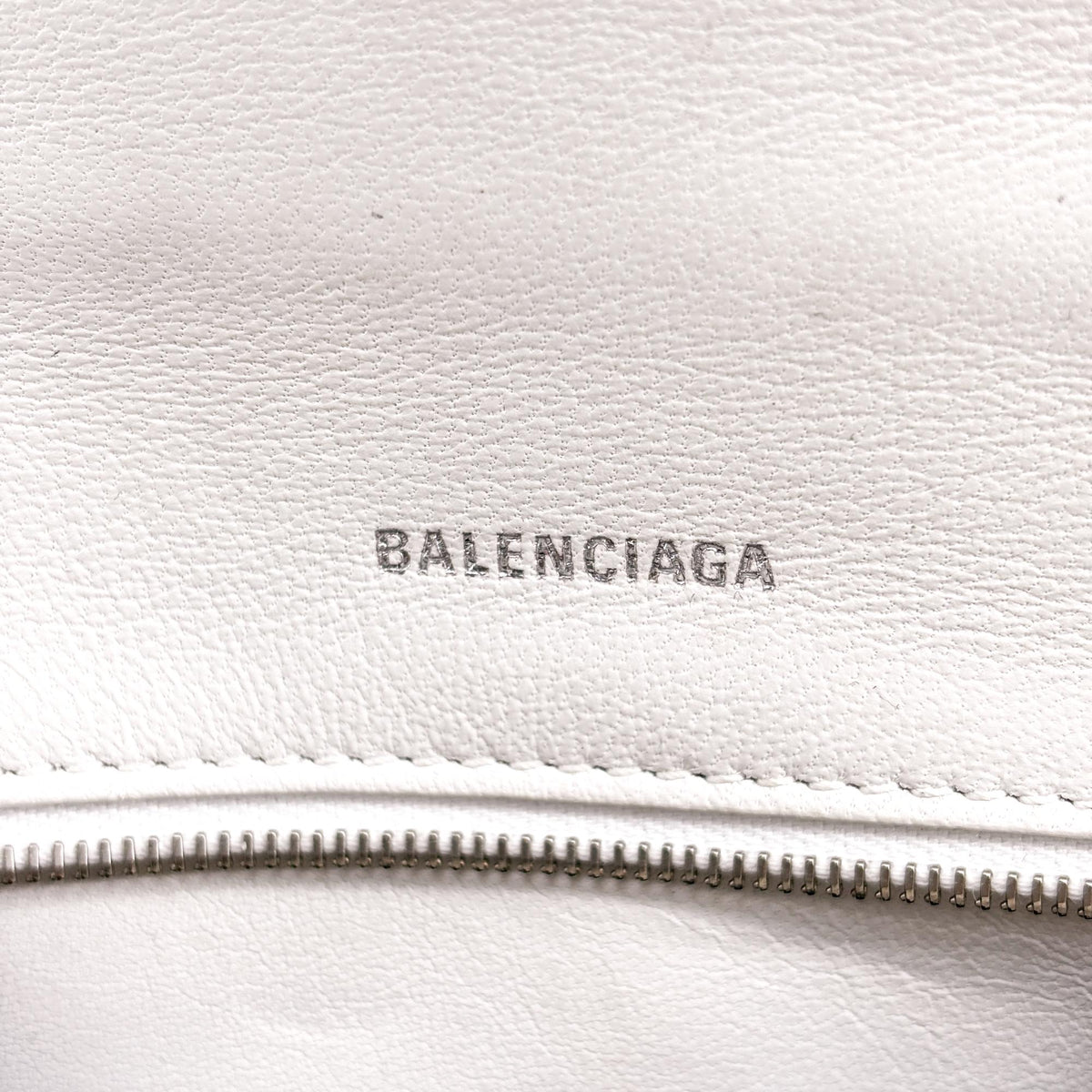 Balenciaga Hourglass Top Handle Leather, White, Leather, Handbag