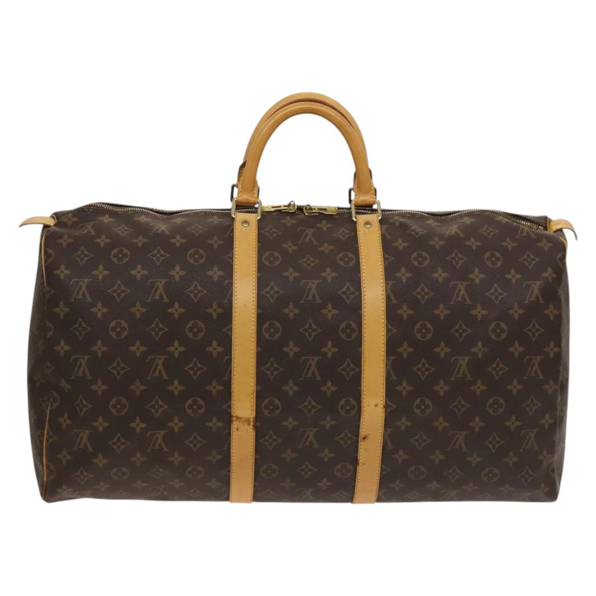 Louis Vuitton Keepall 55, Brown, Canvas, travel