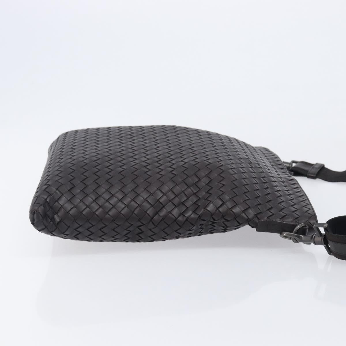 Bottega Veneta Flat Messenger Intrecciato Nappa, Black, Leather, Handbag