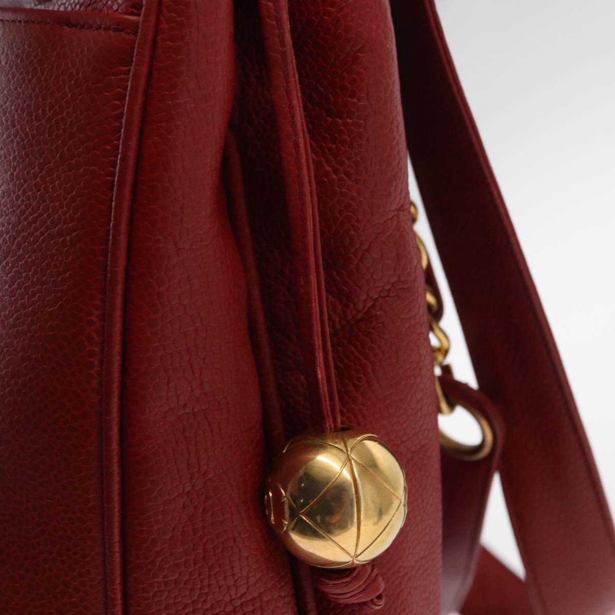 Chanel Vintage Metal CC Caviar, Red, Leather, Shoulder Bag