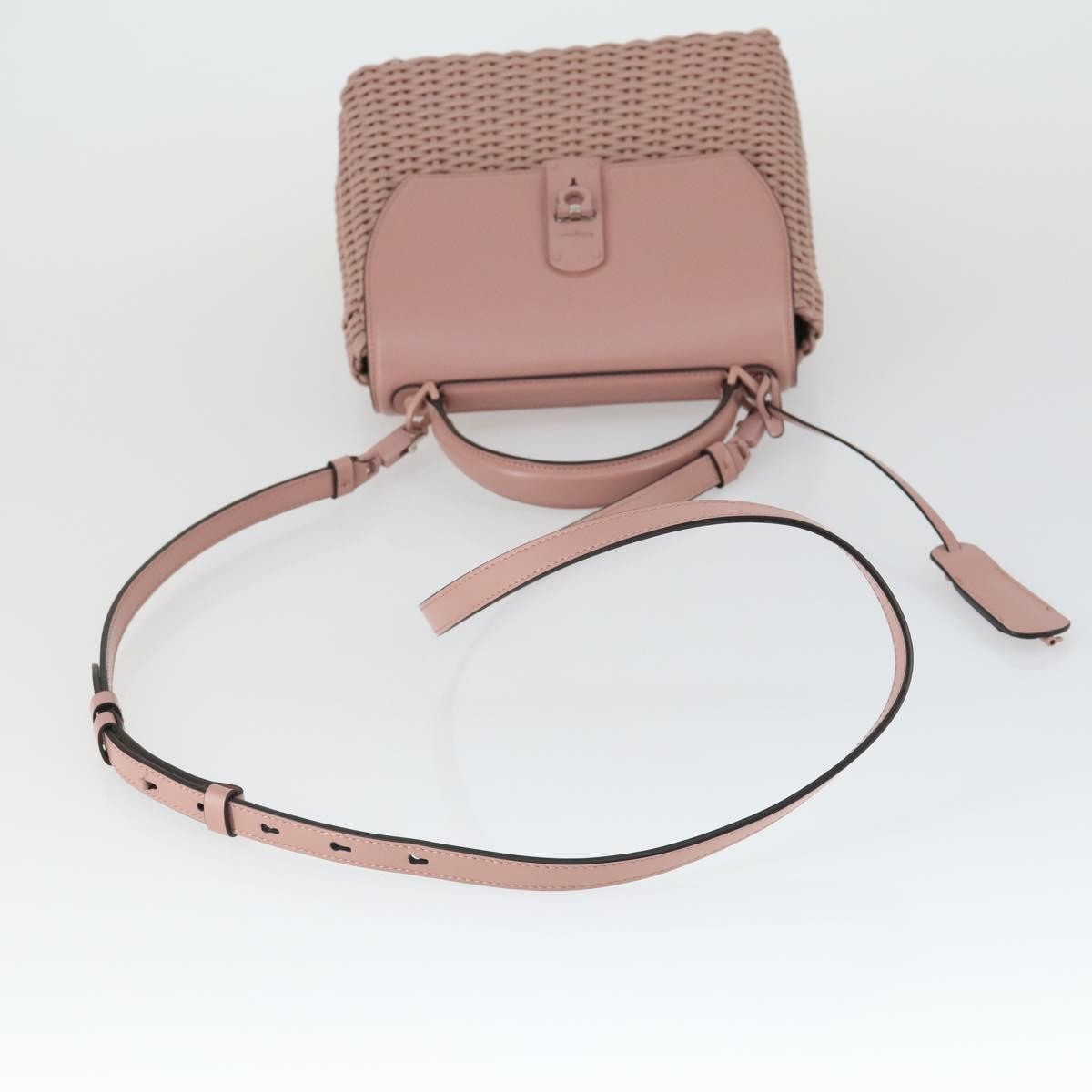 Salvatore Ferragamo Boxyz Top Handle Woven Leather, Pink, Leather, Handbag