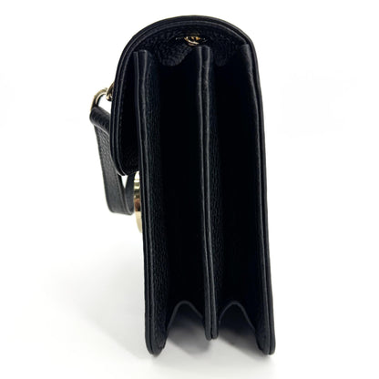 Gucci Interlocking Leather, Black, Leather, Shoulder Bag