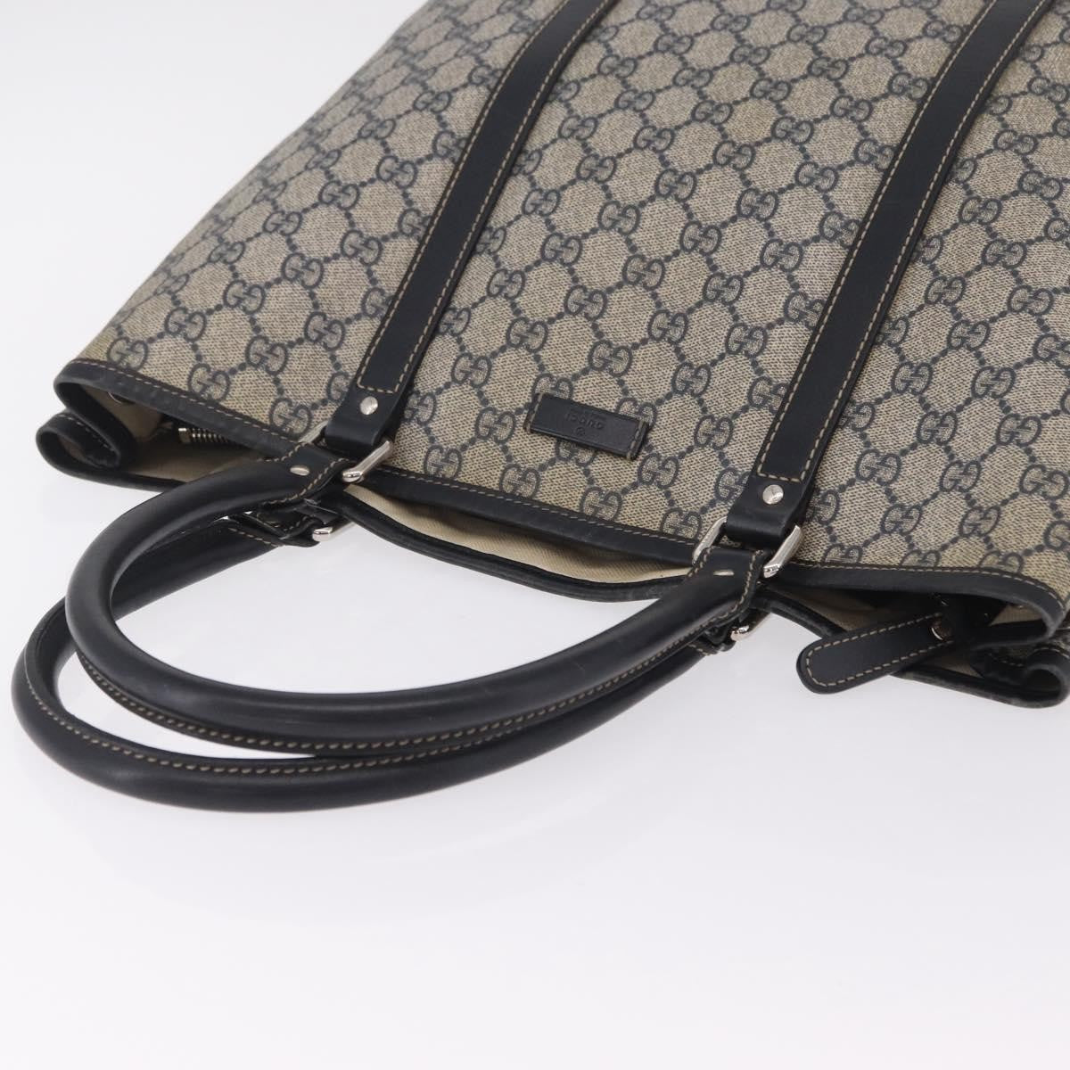Gucci Open Tote GG Canvas and Leather, Navy, Canvas, Handbag