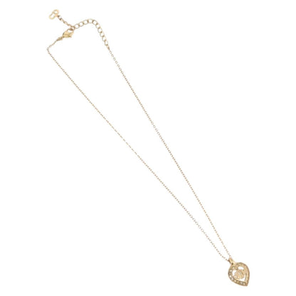 Christian Dior Logo Heart Pendant Metal, Gold, Metal, Necklace