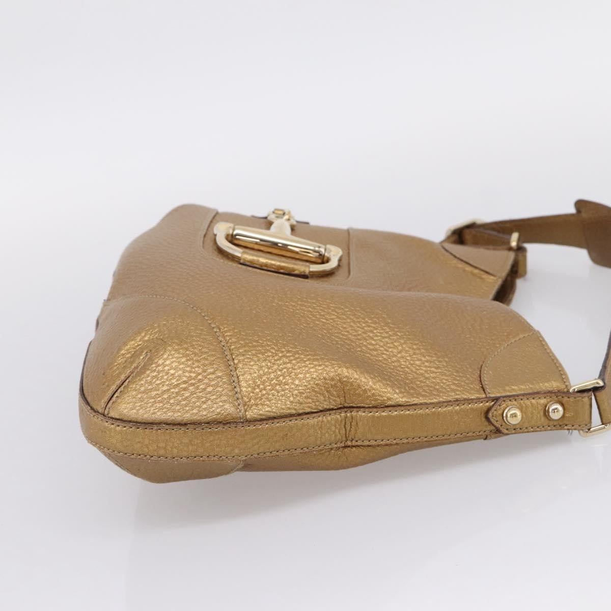 Gucci Shoulder Leather, Gold, Canvas, Shoulder Bag