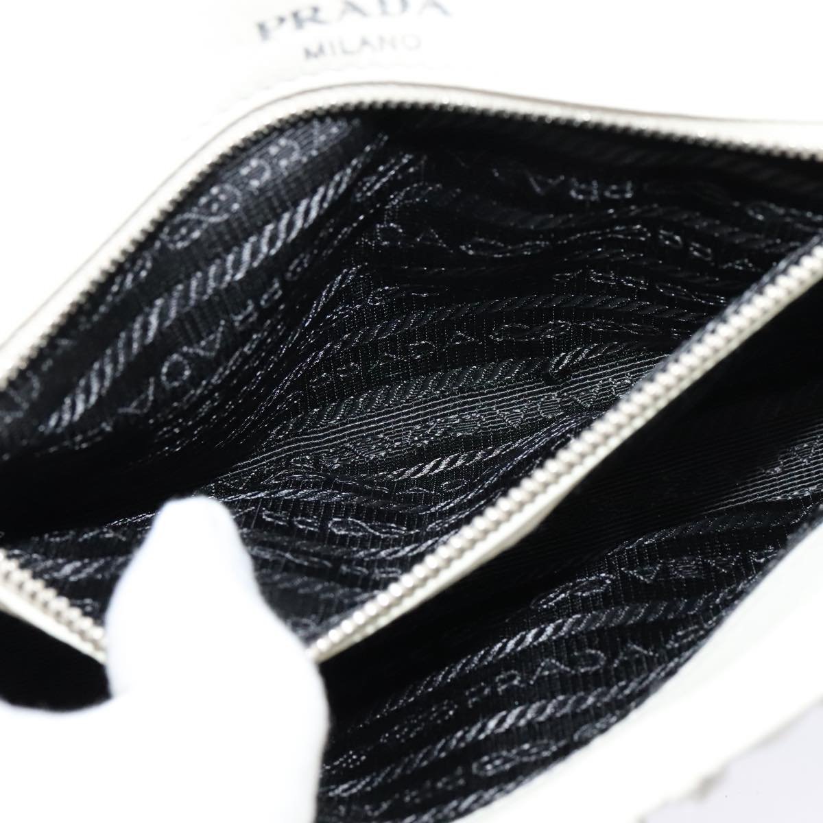Prada Nappa gauffré, White, Leather, shoulder