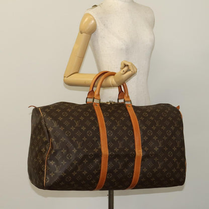 Louis Vuitton Keepall 55, Brown, Canvas, travel