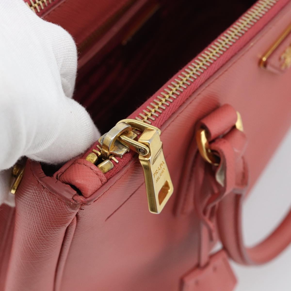 Prada Galleria Double Zip Saffiano Leather, Pink, Leather, Tote Bag