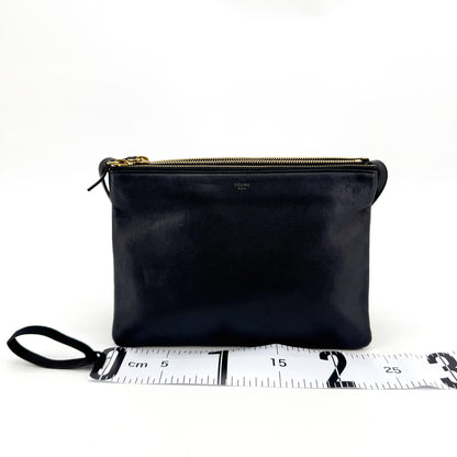 Celine Trio Leather, Black, Leather, Crossbody Bag