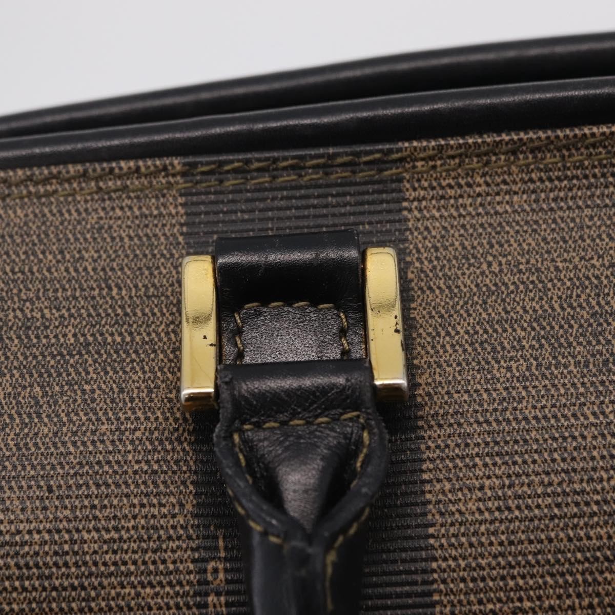Fendi Vintage Pequin Boston Coated Canvas, Brown, Canvas, Handbag