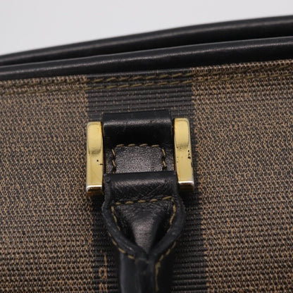 Fendi Vintage Pequin Boston Coated Canvas, Brown, Canvas, Handbag