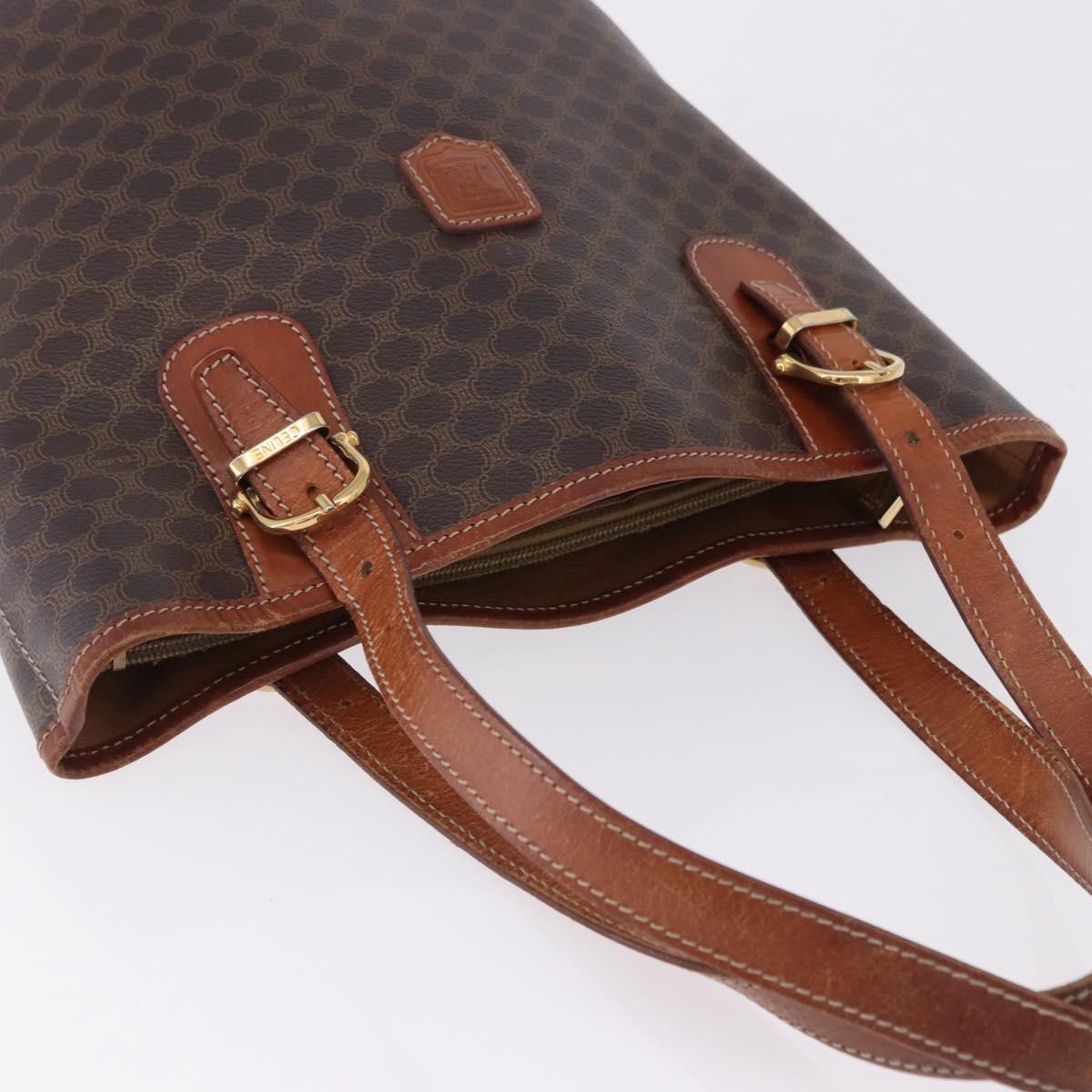 Celine Vintage Macadam Canvas, Brown, Canvas, Handbag