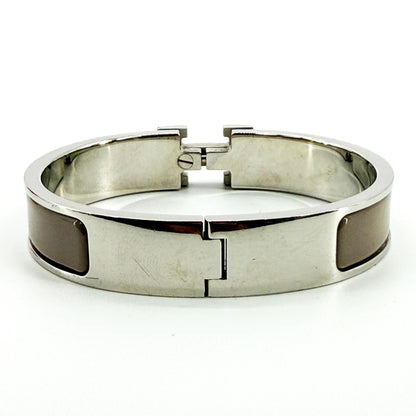 Hermes Clic H Enamel, Brown, Silver, Bracelet