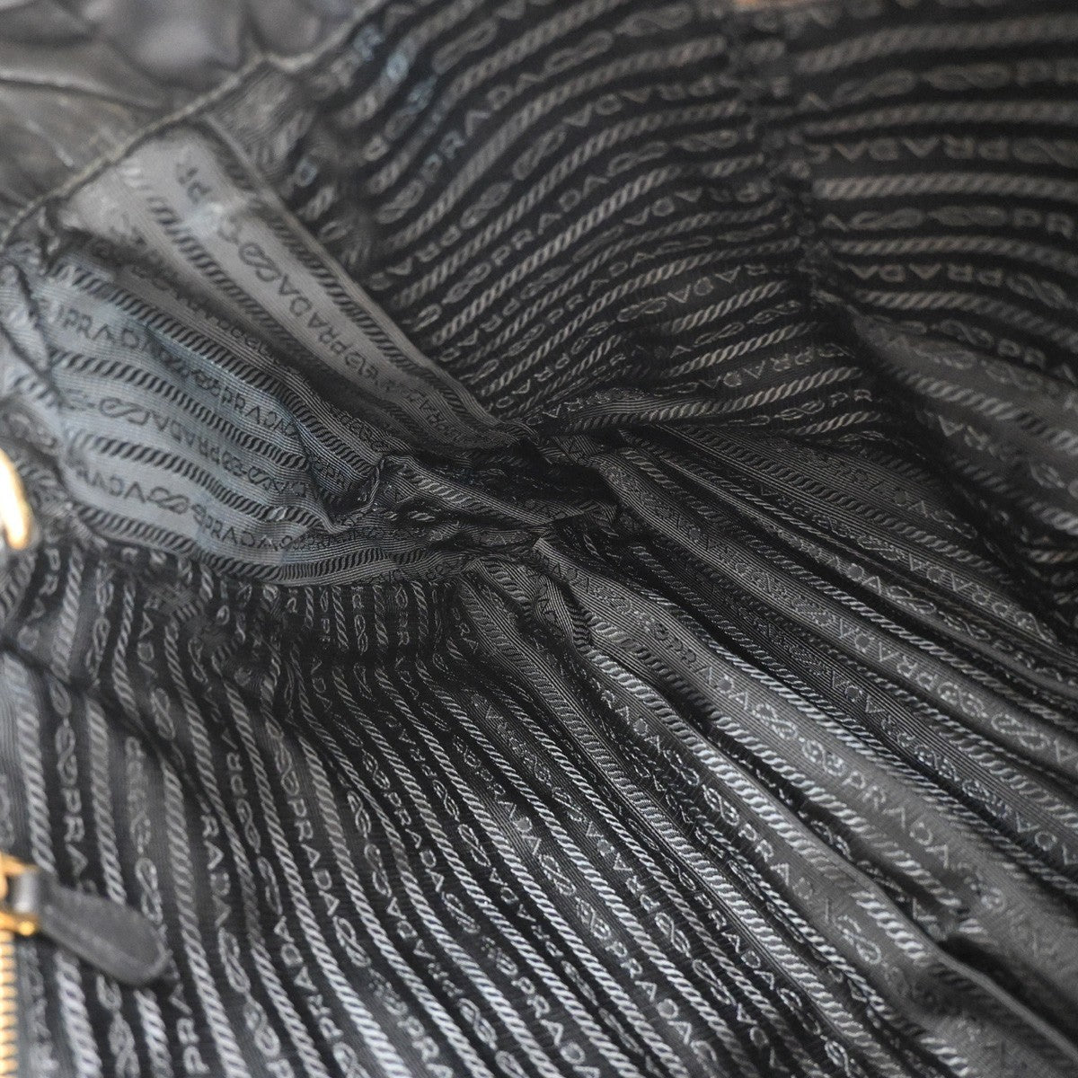 Prada Convertible Side Pocket Chevron Tessuto, Black, Nylon, Tote Bag